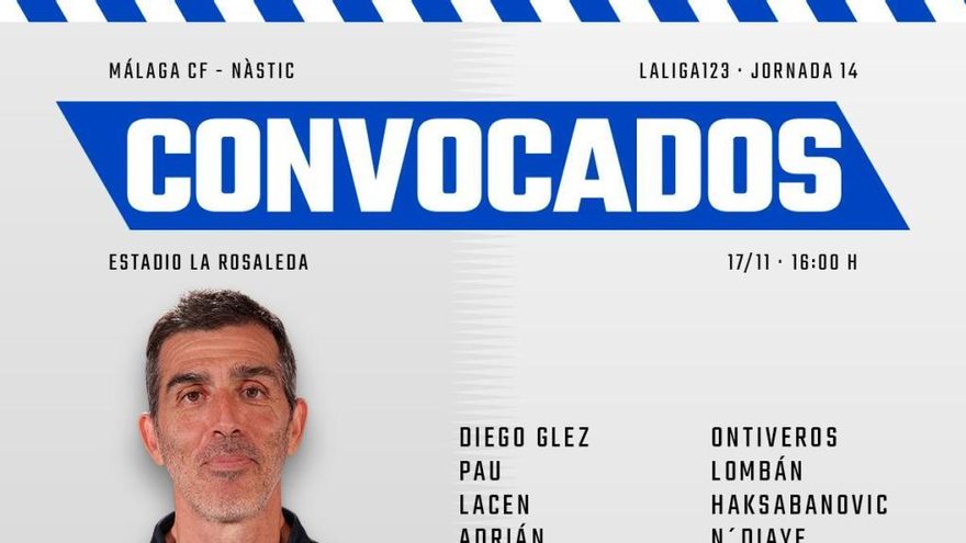 Lista de convocados para el partido con el Nástic