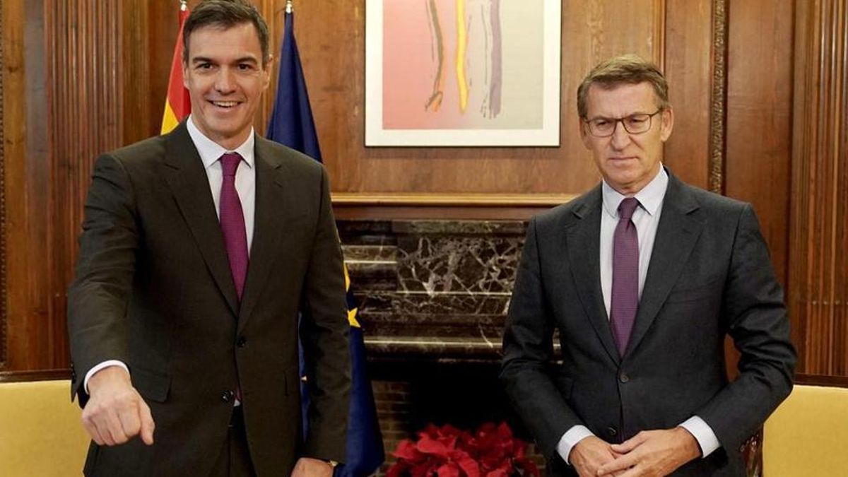 Pedro Sánchez y Alberto Núñez Feijóo, el pasado 22 de diciembre en el Congreso.