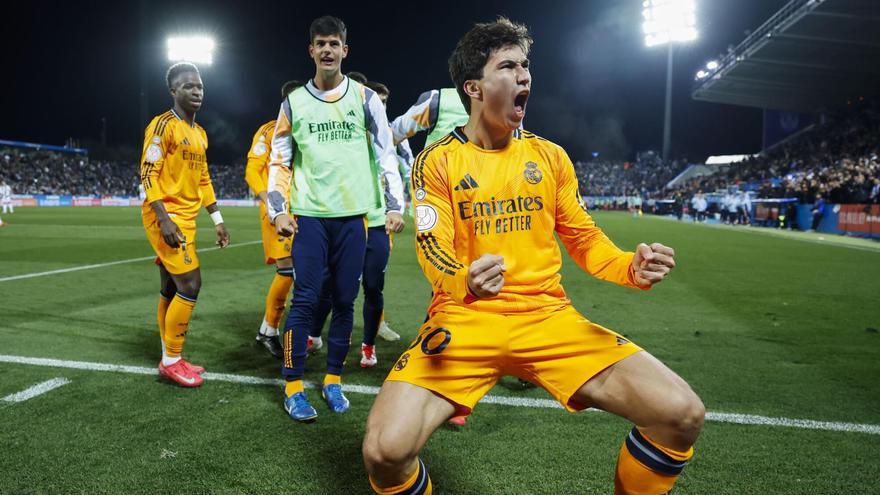 Gonzalo García, el canterano del Real Madrid que ha marcado el gol de la victoria blanca en Leganés.