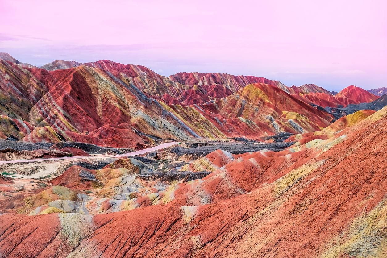 Las montañas de colores del Parque geológico nacional Zhangye Danxia.