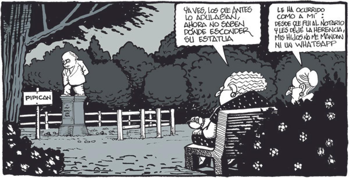 17 de agosto del 2014. La viñeta de Ferreres muestra el ninguneo del que es víctima Pujol tras su confesión.