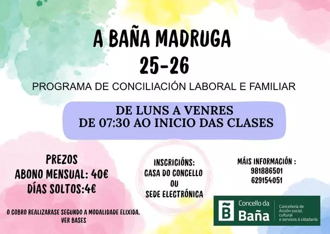 A Baña pon en marcha 'A Baña Madruga' para o curso 2025-2026