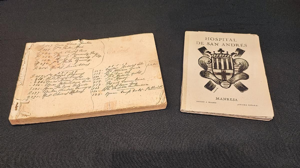 Quadern amb els noms dels soldats ingressats i la història de Sant Andreu de Sarret i Arbós editada en castellà