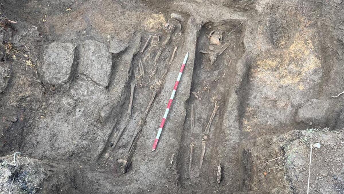 Los restos humanos hallados por los investigadores de la USC en una fosa común de Salvaterra do Miño