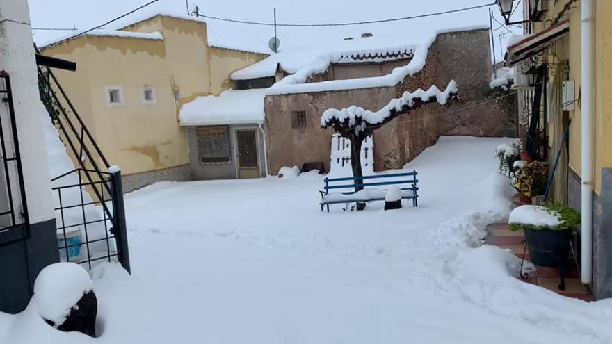 El Moralejo, en Caravaca, totalmente cubierto de nieve