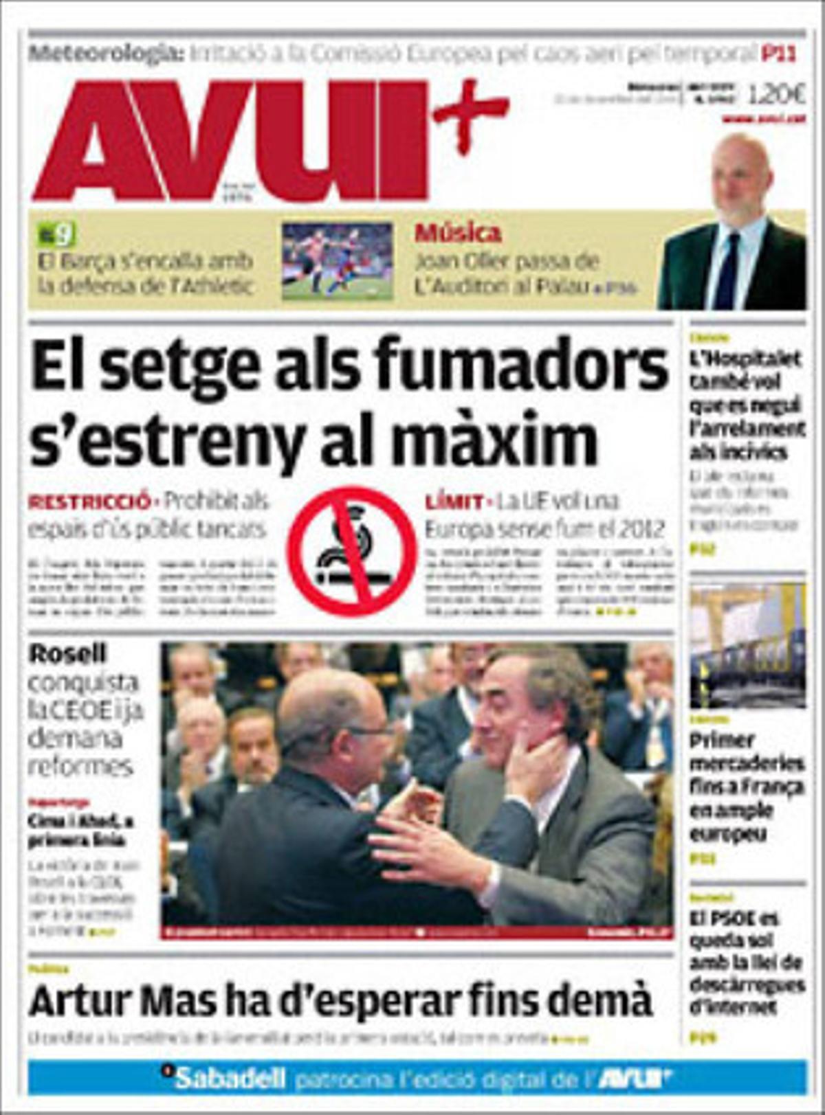 ’Avui’ destaca també que el Govern tripartit en funcions celebrarà avui la que hauria de ser la seva última reunió executiva.