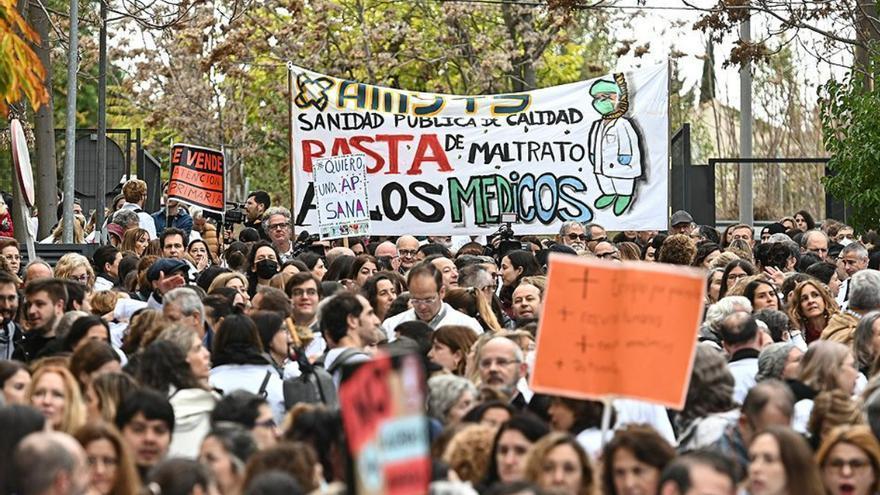 Una protesta de médicos en Madrid.