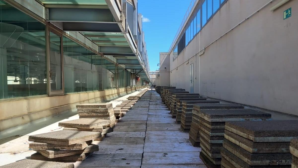 Obras de impermeabilización en la Ciudad de la Justicia de València.