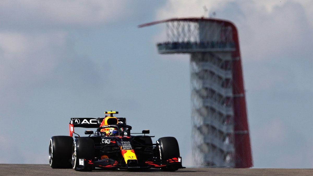 Sergio Pérez, durante los terceros libres en Austin