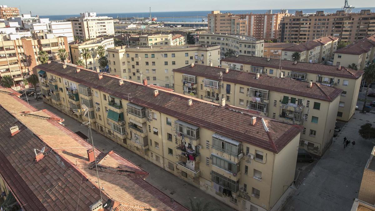 Vista aérea de los edificios de barrio Miguel Hernández.