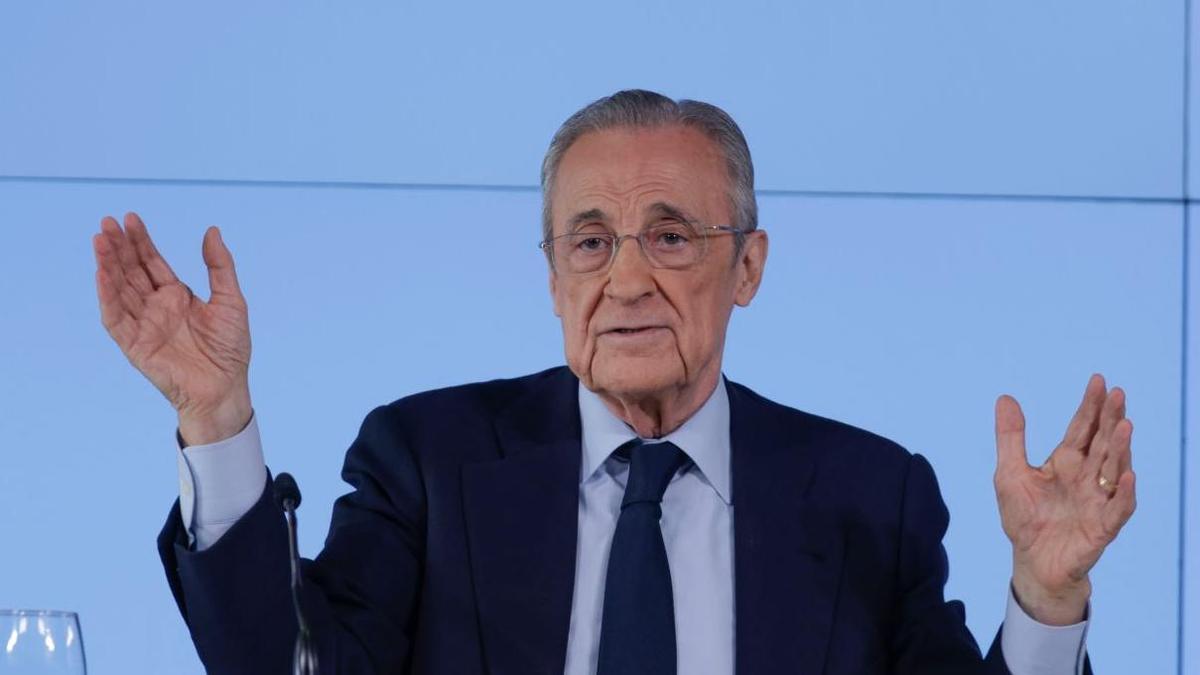 Florentino Pérez, durant la compareixença.