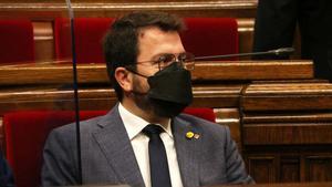 Pere Aragonès, en el Parlament.