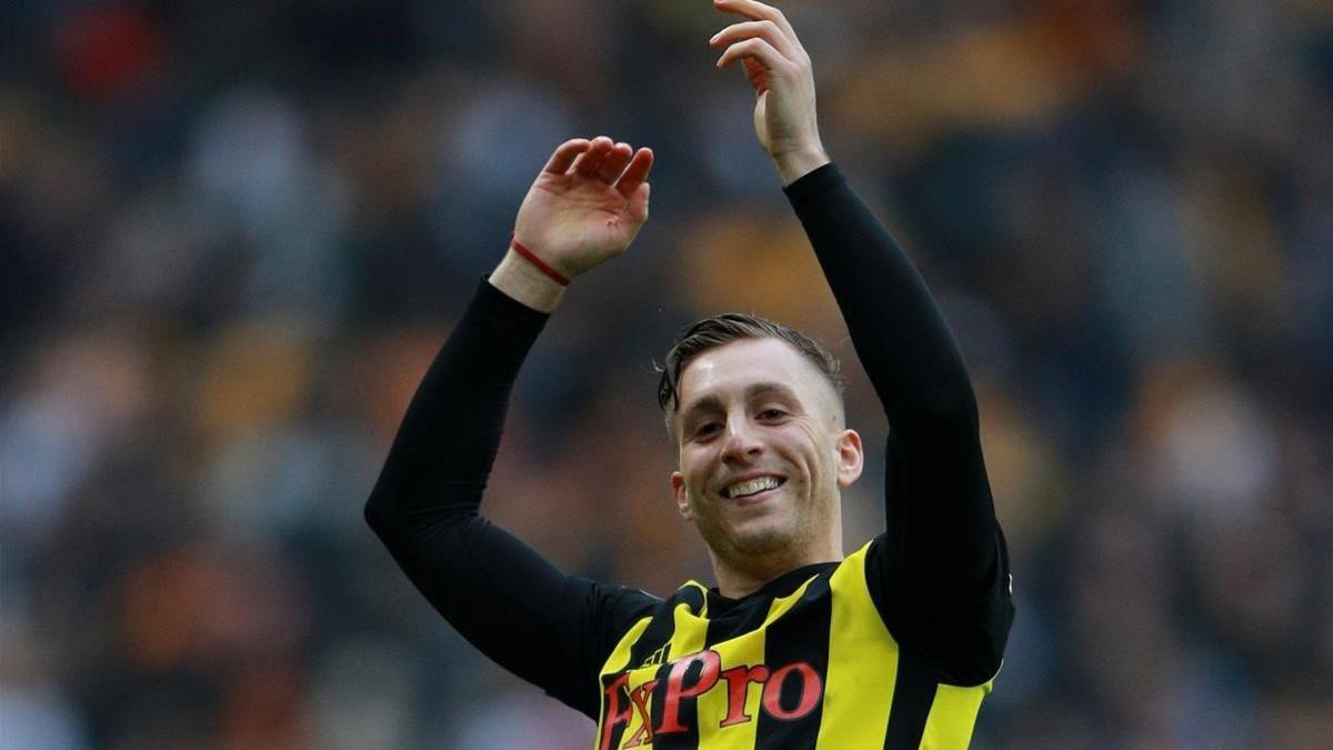 Gerard Deulofeu celebra su primer gol ante el Wolverhampton.