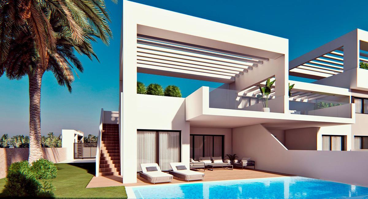 Cada vivienda del complejo Mirador Hills cuenta con piscina propia y jardín privado.