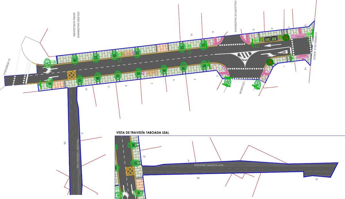Plano de la humanización de la calle Taboada Leal de Vigo