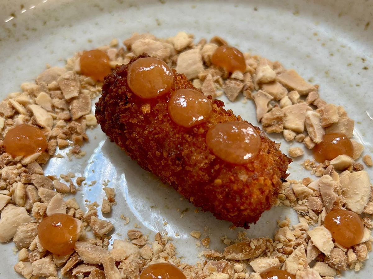 Restaurante El Horno (Caravaca de la Cruz): Croqueta de Queso de Murcia DOP al vino con mermelada de membrillo