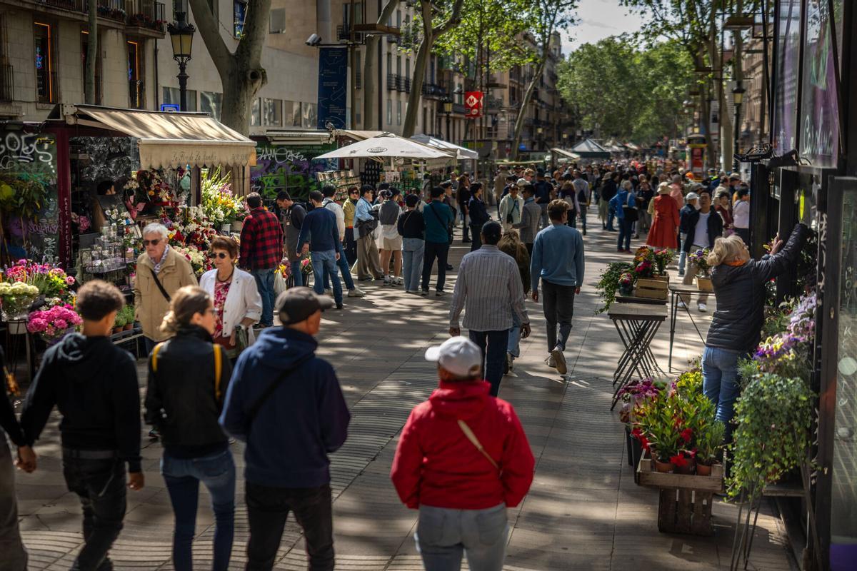 barcelona 07/05/2025 Barcelona ImÃ¡genes de paradas de floristas de la Rambla. El ayuntamiento ha encargado los nuevos quioscos que se instalaran cuando se acaben las obras. AUTOR: JORDI OTIX