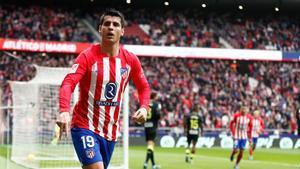 Alvaro Morata celebra un gol con el Atlético.