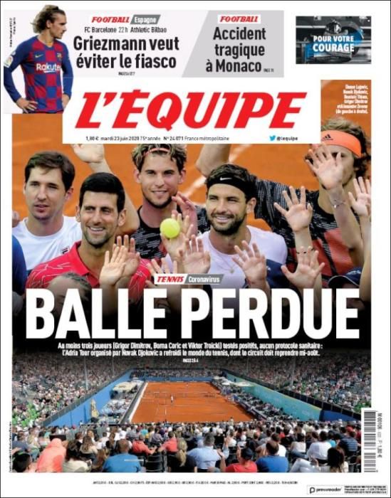 Portada L'ÉQUIPE martes 23 junio 2020