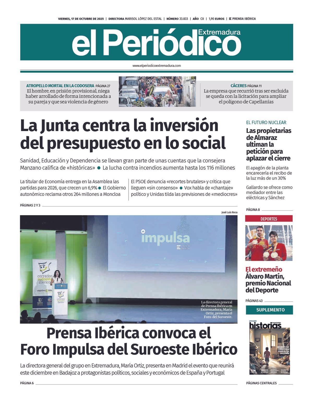 Consulta la portada correspondiente al día 17 de octubre de 2025