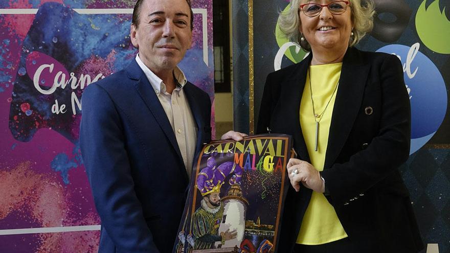 Acejo y Porras, ayer, con el cartel del Carnaval.