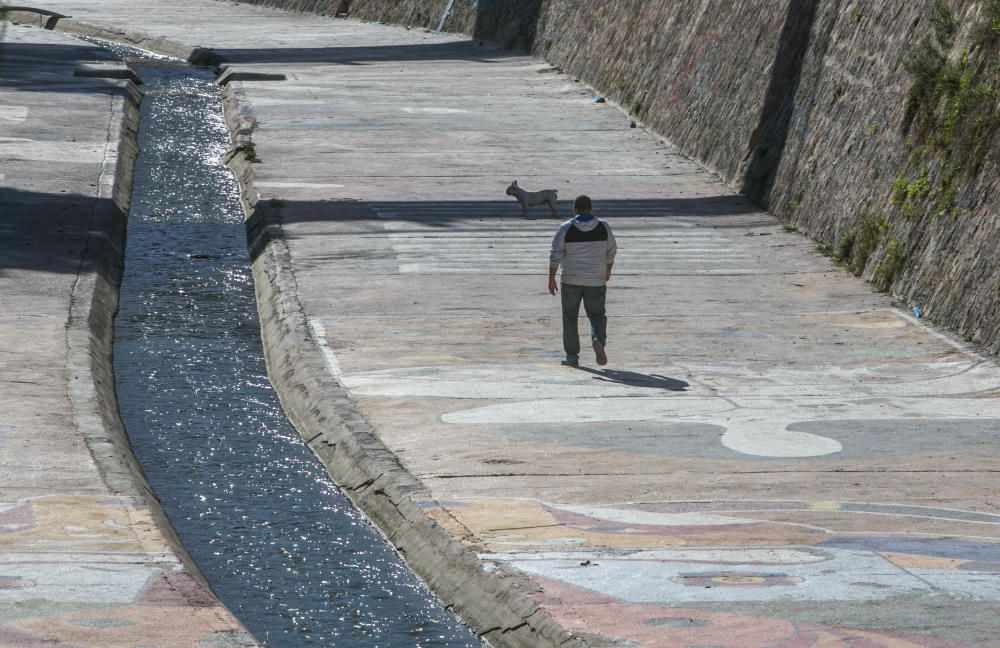 Limpieza en el mural del cauce del Vinalopó