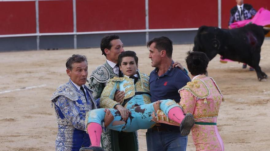 Jesús Romero, herido por asta de toro en la sexta novillada de la Feria del Arroz de Calasparra