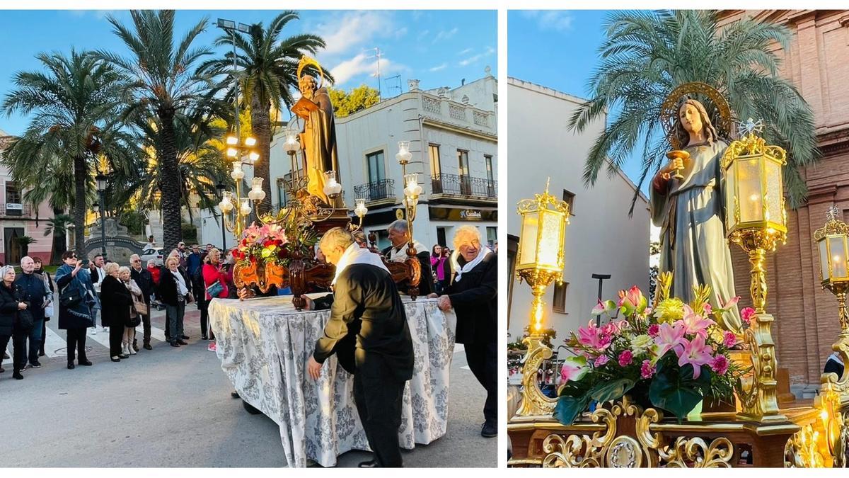 Los vecinos de Benicàssim han salido a la calle este martes para rendir honores a Sant Antoni y Santa Àgueda.