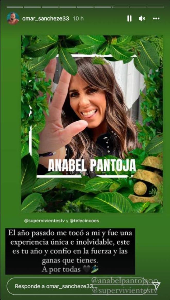 Un stories de Omar Sánchez sobre la participación de Anabel Pantoja en 'Supervivientes 2022'