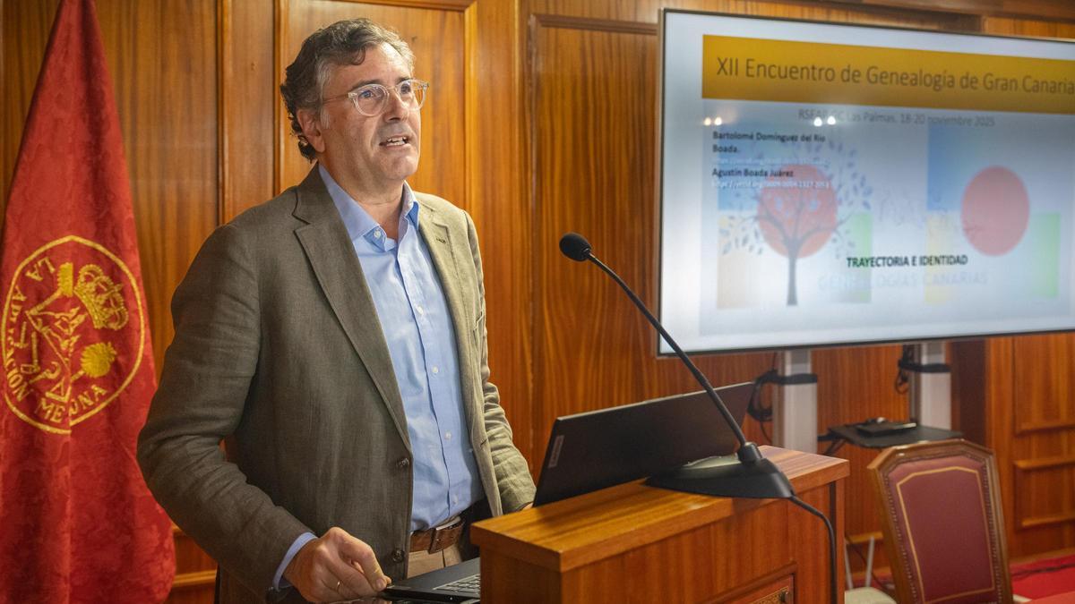 Bartolomé Domínguez del Río Boada, este miércoles, durante su ponencia en las jornadas que organiza la Real Sociedad Económica de Amigos del País.