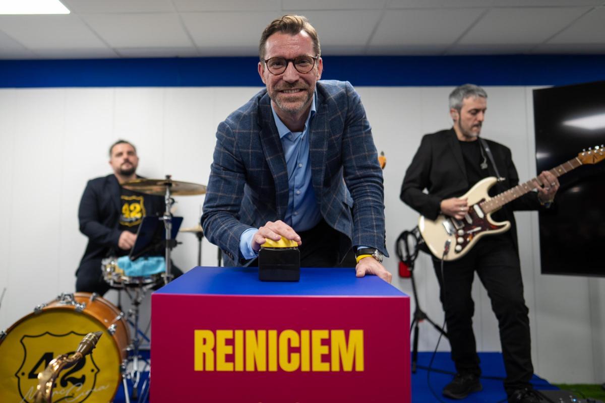 Marc Ciria, durante la presentación de su sede electoral en Les Corts.