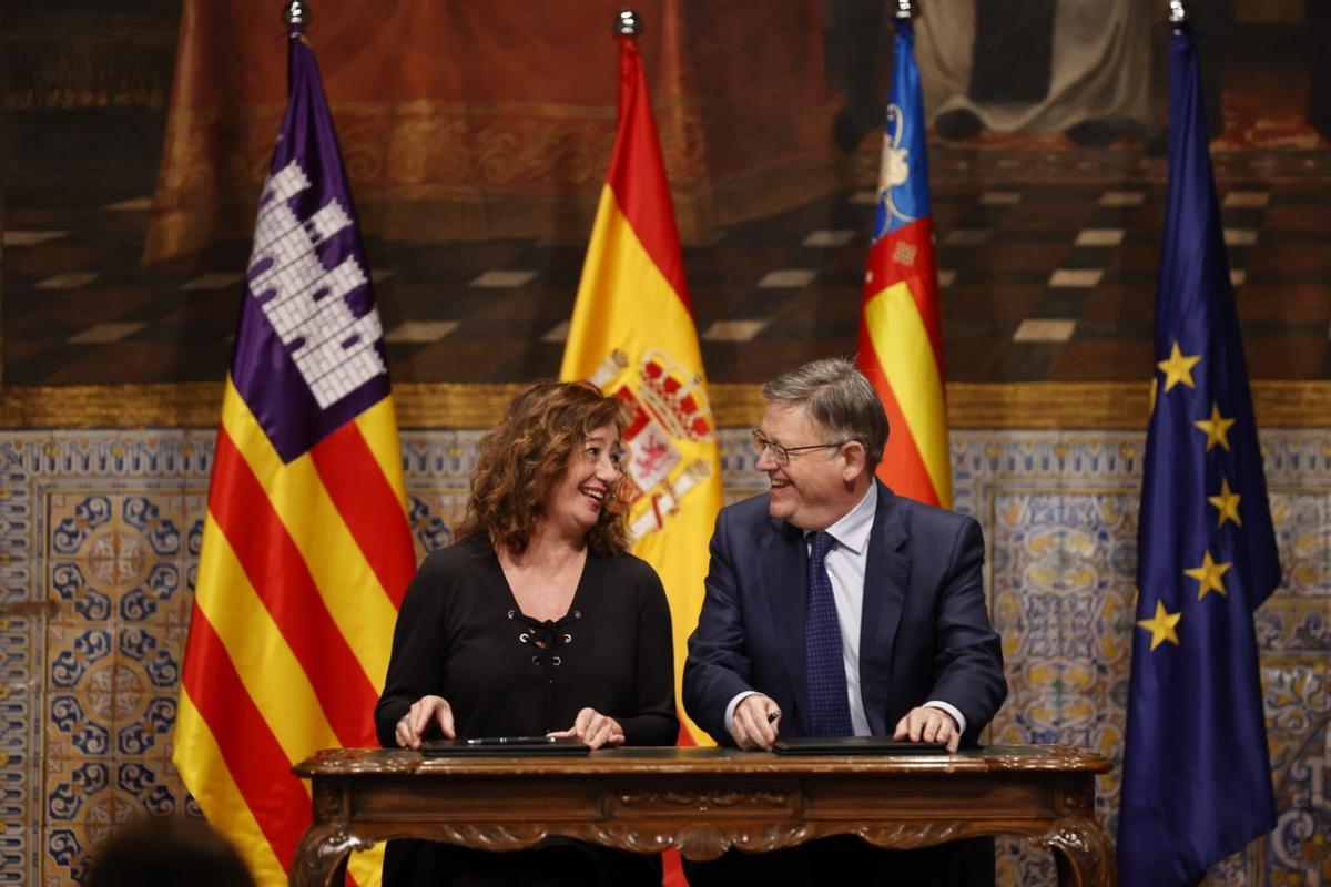 Los presidentes de la Comunitat Valenciana y Baleares, Ximo Puig y Francina Armengol