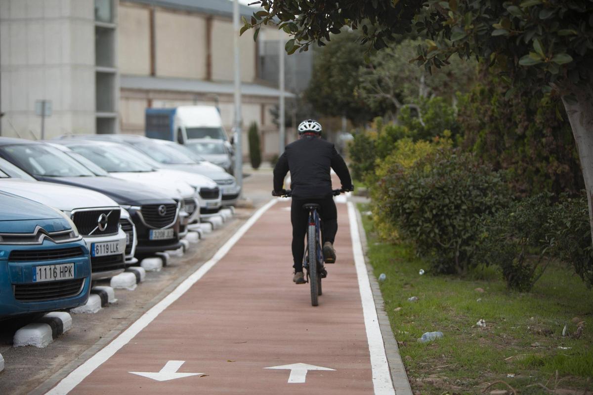 Un ciclista por la red ciclopeatonal de Sagunt.