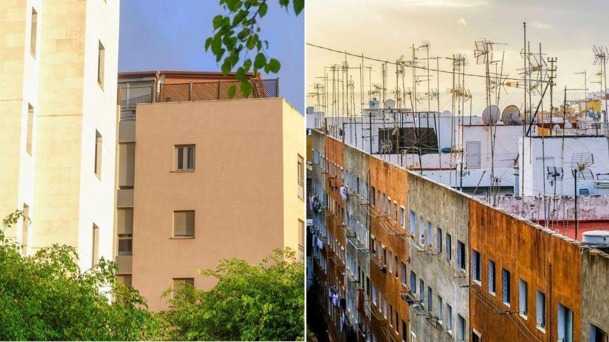 De izquierda a derecha, edificios en La Minilla y en San Francisco, barrios de Las Palmas de Gran Canaria