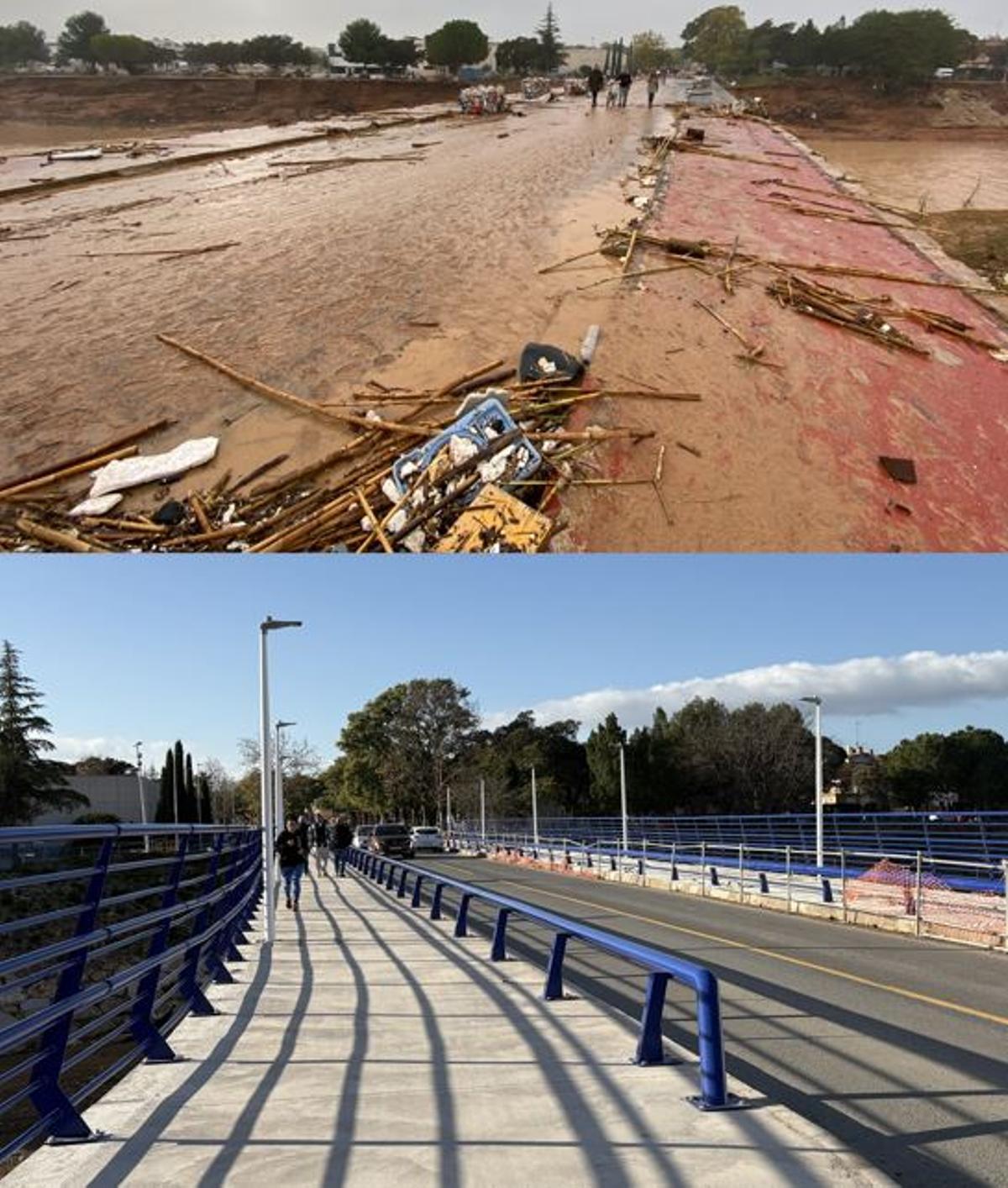 El puente tras la dana y ahora.