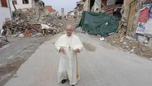 El Papa, en Amatrice.