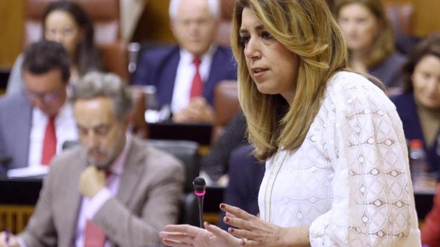 Susana Díaz en su comparecencia en el Parlamento andaluz.