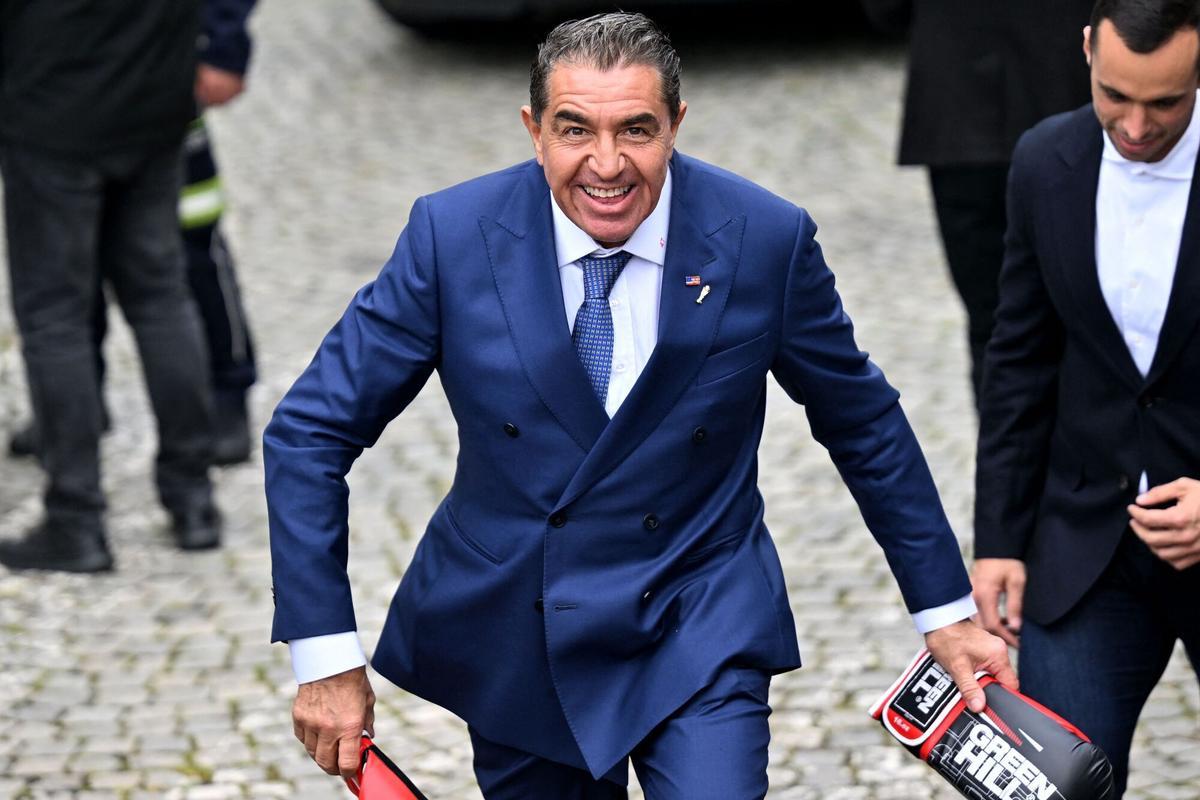 Italian-US businessman and US Special Representative for Global Partnerships Paolo Zampolli reacts during his visit to Belgrade on April 21, 2026. (Photo by OLIVER BUNIC / AFP)
