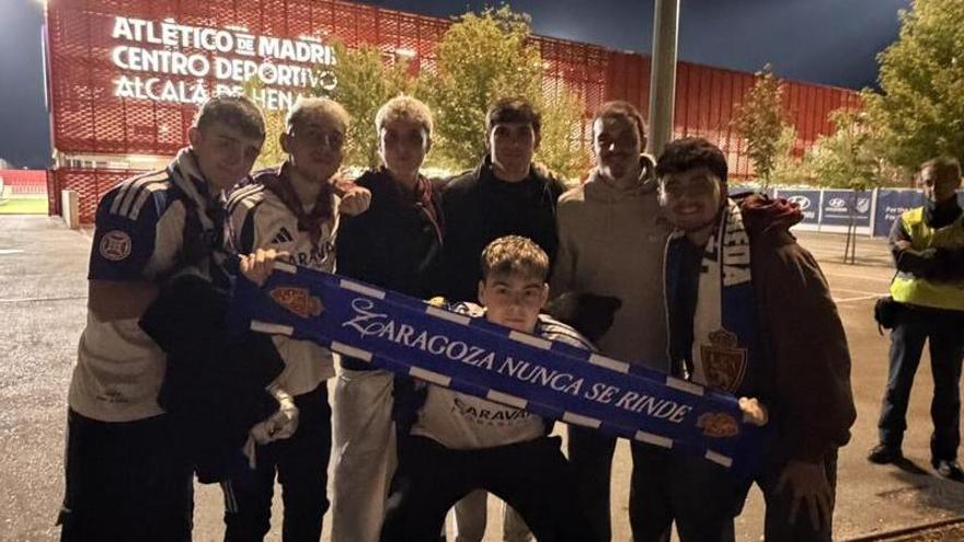 Francho Serrano e Iván Azón, espectadores de lujo en el apoteósico empate del Real Zaragoza en Madrid: "Histórico lo vivido"