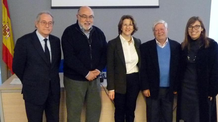 Guillem, Rodríguez Mulero, Cebrián, Cuartero y Chàfer durante la presentación.