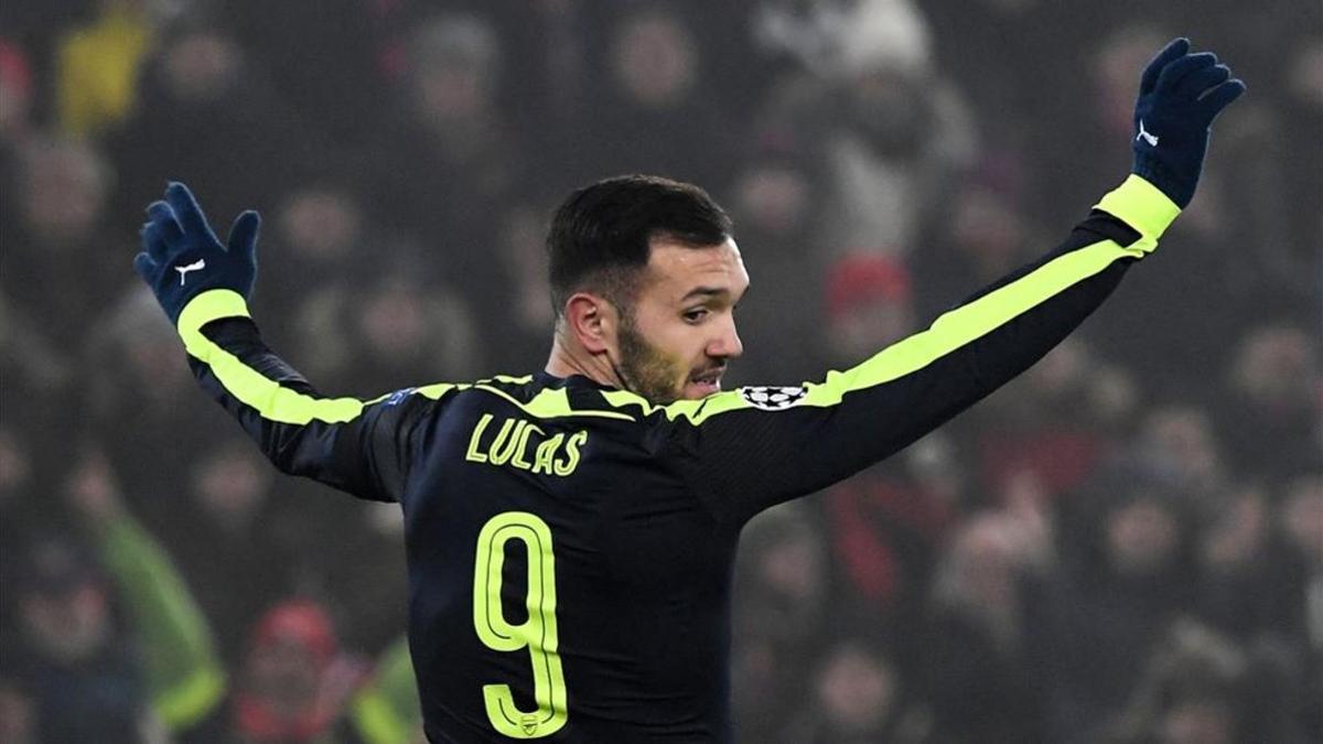 Lucas Pérez apenas ha podido celebrar goles con el Arsenal