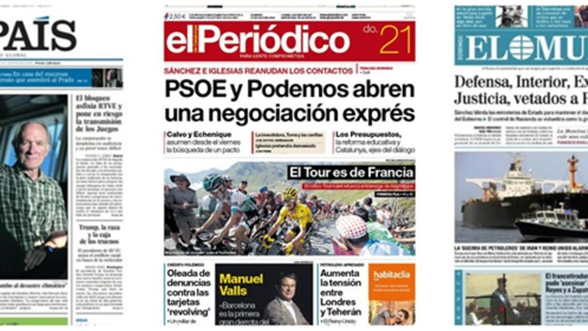 Portadas de los principales diarios de España.