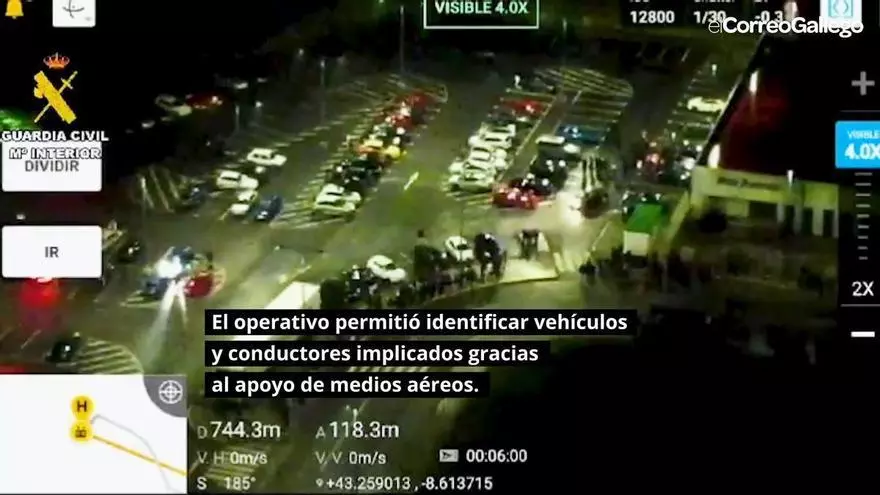 Cazados desde el aire: macroquedadas para carreras ilegales de coches en el polígono de A Laracha