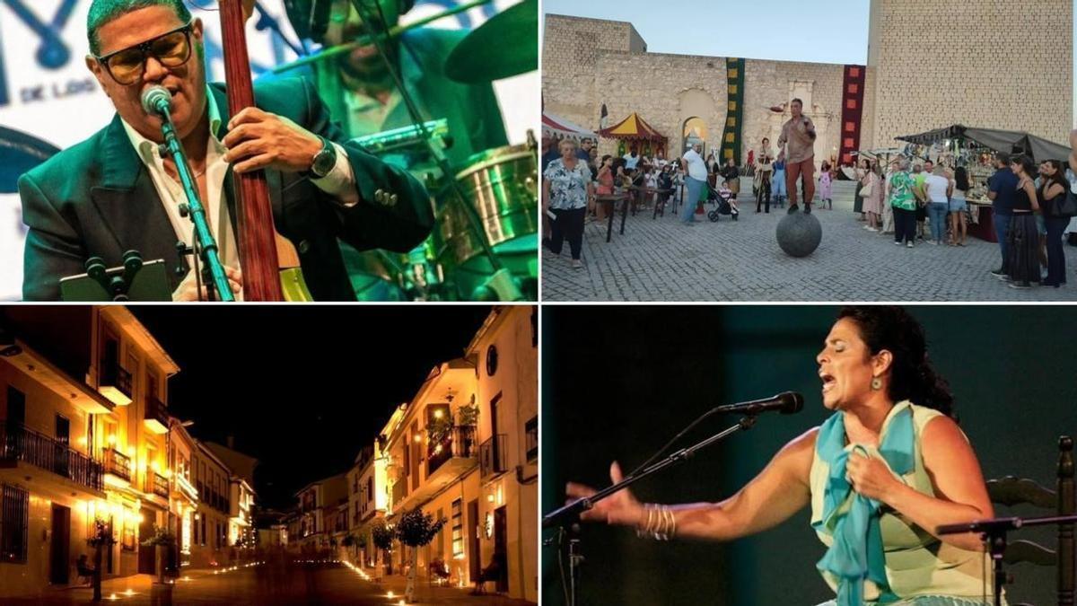 Una actuación de La Quinta Sonera; una pasa edición de Baena Medieval; iluminación de las calles de Encinas Reales con velas en la Noche Encandilada; y Aurora Vargas, que actuará en Montilla.