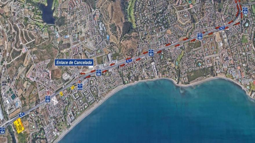 El enlace de Cancelada de Estepona en la A-7, cortado por reparación