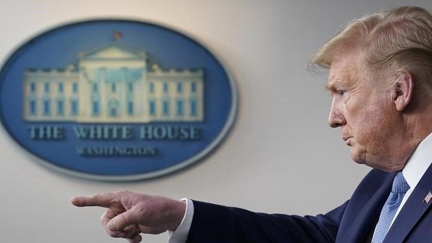 Donald Trump, durante la rueda de prensa que dio sobre el coronavirus este lunes, en la Casa Blanca.