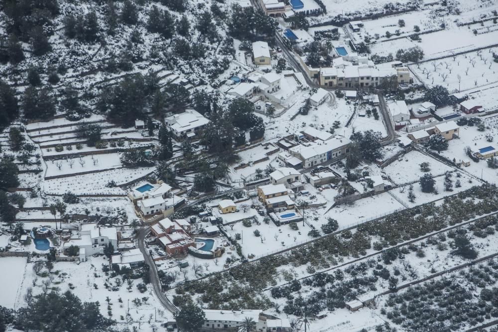 La nevada sobre La Marina, a vista de pájaro