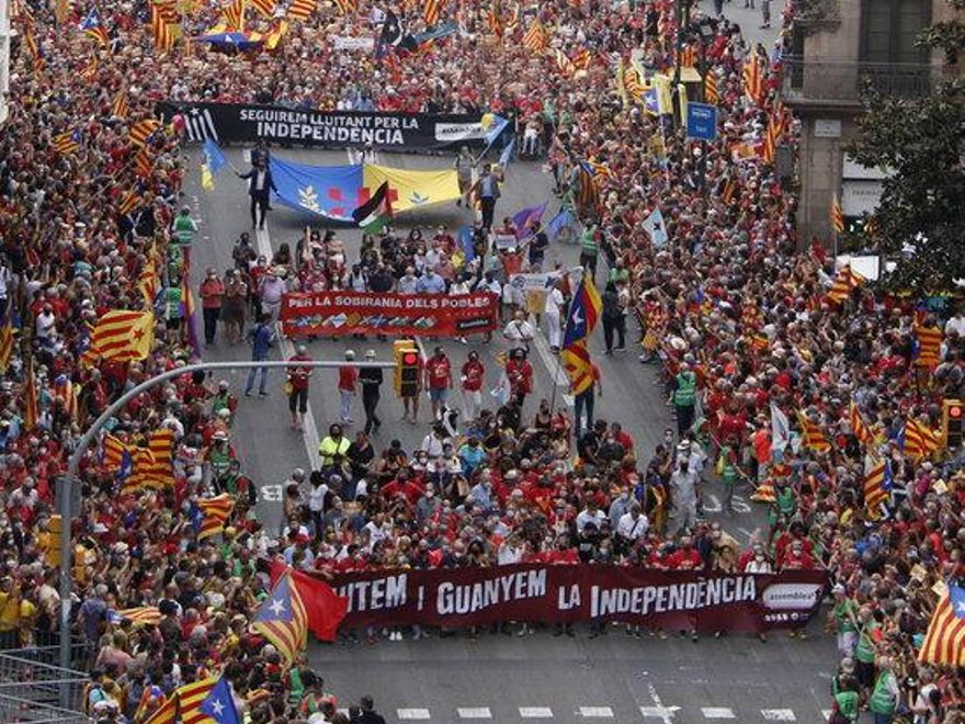 La capçalera de la mobilització a Barcelona per l&#039;11-S