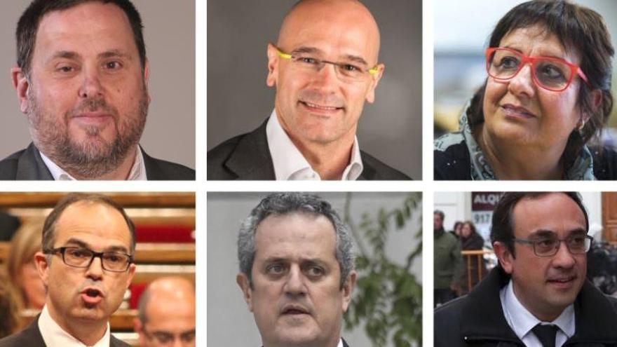 Junqueras, Romeva, Bassa, Turull, Rull i Forn sortiran de la presó per anar al Parlament el 28 de gener