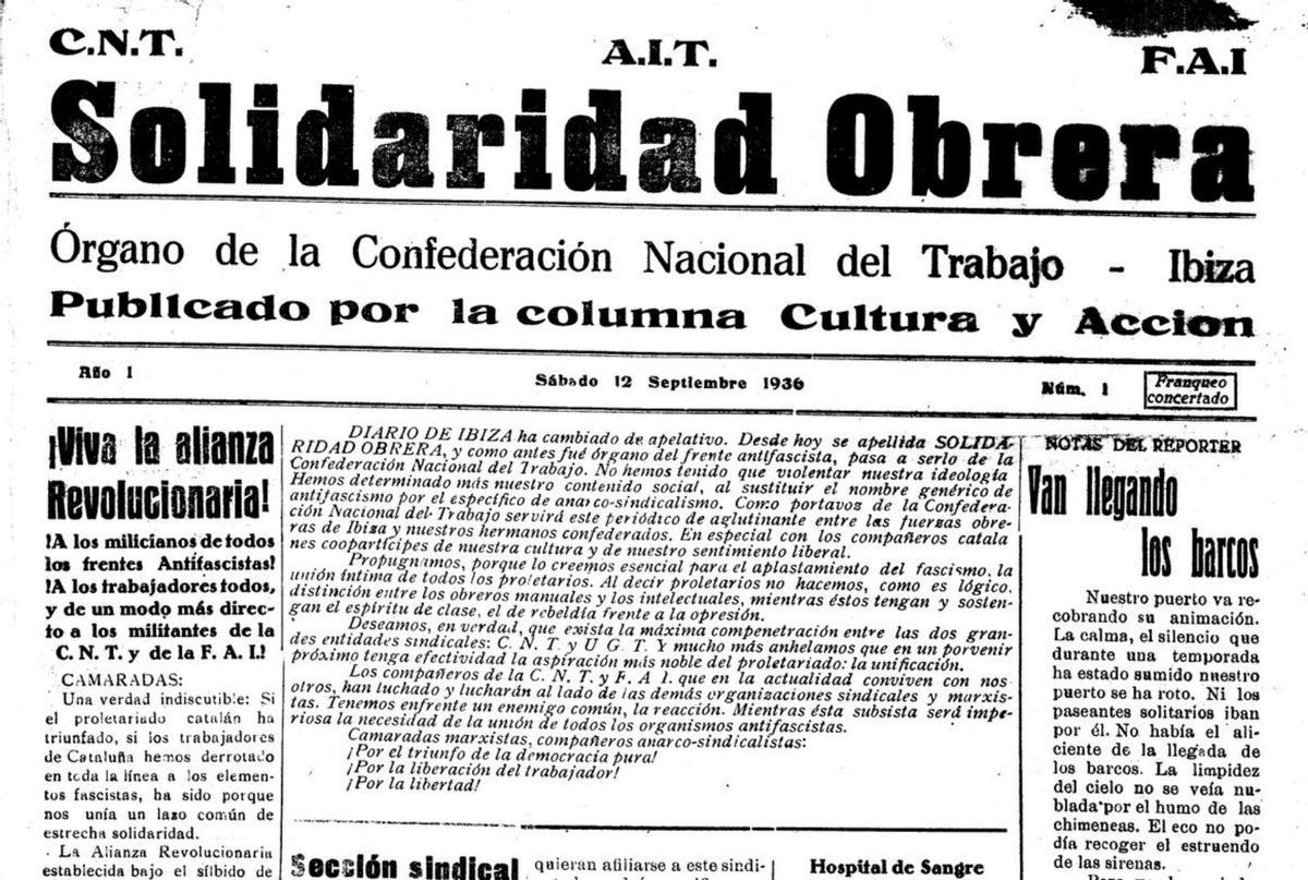 Diario de Ibiza se llamó Solidaridad
 Obrera el 12 de septiembre de 1936.
